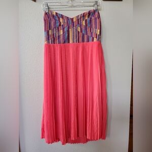 NWT Sabine Strapless Multicolored Pleated Dress. Size L
